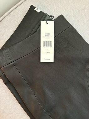 NYDJ Black Faux Leather Pencil Pant with Tag